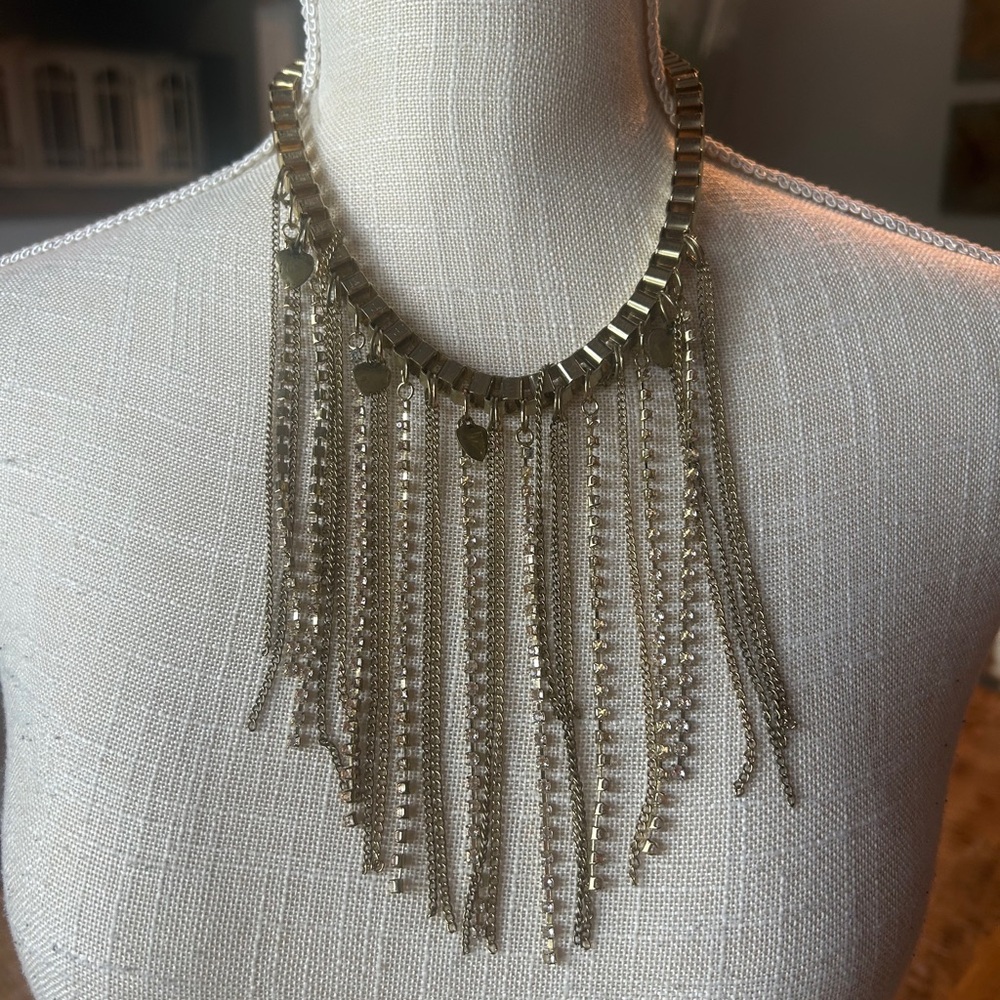 Elegant Gold Fringe Necklace